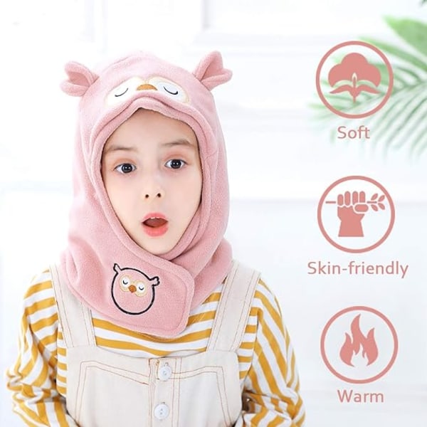 1 stk ugle 4-12 år gammel børnebalaclava fleece tyk varm i