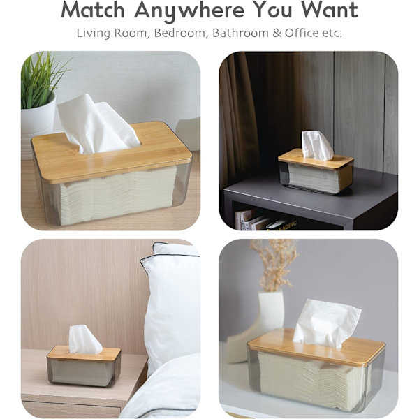 Minimalistisk Tissue Box Cover Holder, Moderne Transparent Rektangulær