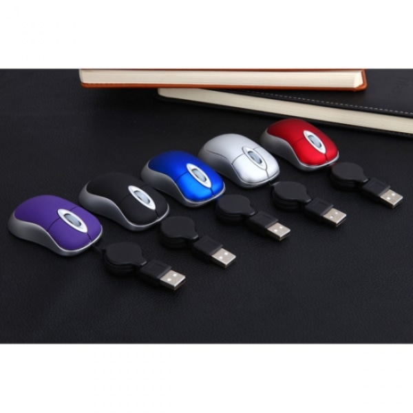 Mini Retractable Cable USB Wired Mouse Travel Optical Computer Mo