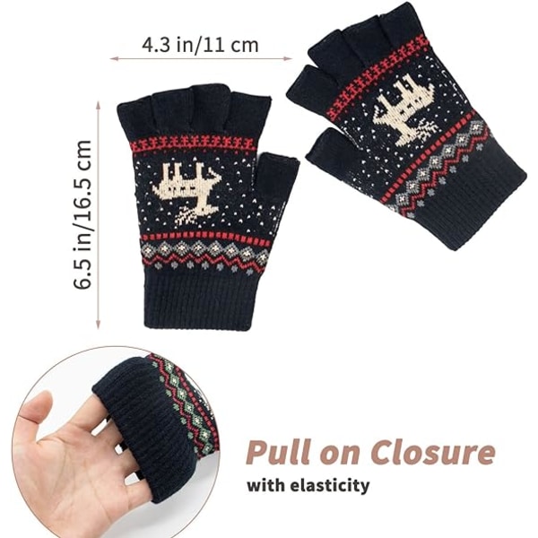 1 par svarta unisex vinterhalvfingerhandskar vintervarma touch S
