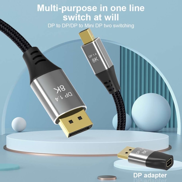 Mini DP till DisplayPort 8K-kabel 8K(7680x4320)@60Hz 4K@144Hz Displ