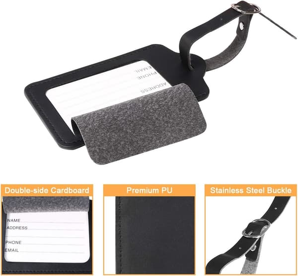 Bagageetiketter, 2-pack identifieringsetiketter för resväskor,