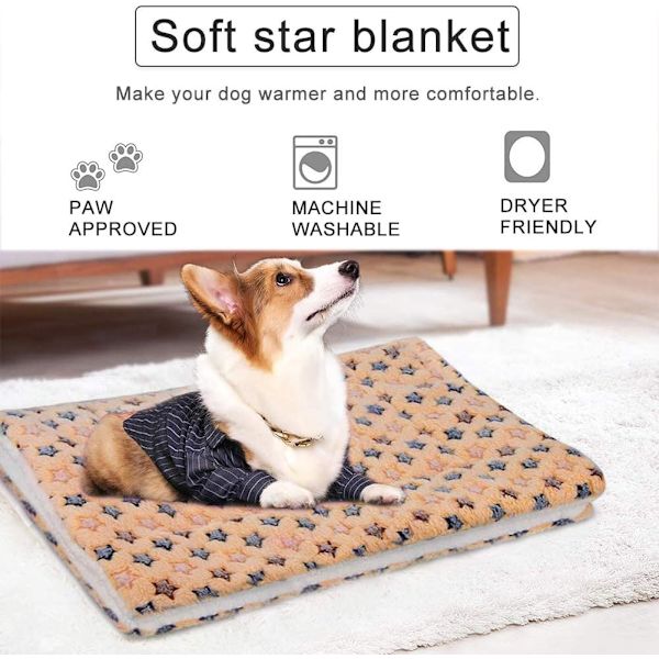 Hundeunderlag, Katte- og hundetæpper, Fluffy hvalpepude, Blødt kæledyrspude i fleece, Stjernemønster (55*70CM)