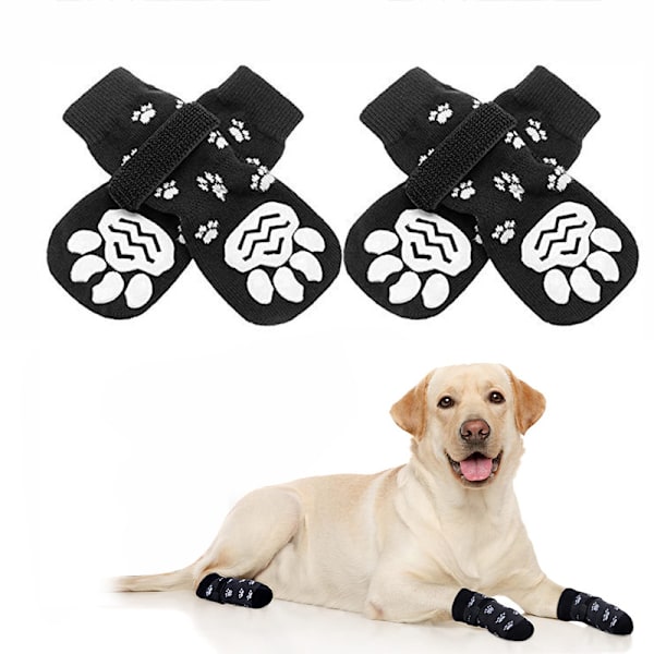 L Hundesokker 4stk Skridsikre Hundesokker Justerbar Hundesko med Ve