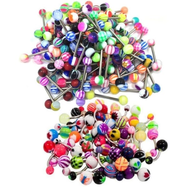 4 stk. 14G kirurgisk stål dinglende navle-piercing ring bar buet