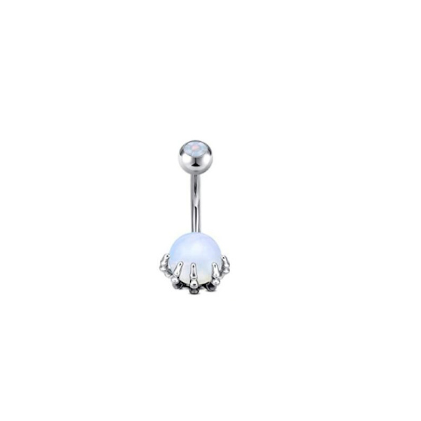 8 stk. 14G mavepiercing i stål med lange dinglende navlepiercinger CZ B