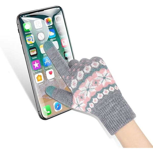 Vinter Touchscreen Handsker Varme Bløde Foring Elastiske Manchetter til Kvinder (Grå)