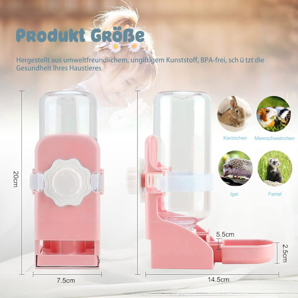 500ml Kanin Vatten Dispenser Hängande Vattenfontän Automatisk Dis