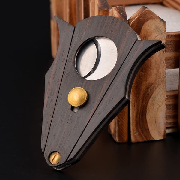 Sandalwood Cigar Cutter, Rustfrit Ståldobbeltkantede Saks, C