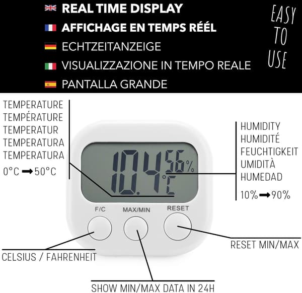 Rumhygrometer Termometer - Høj nøjagtighed - Digital temperatur