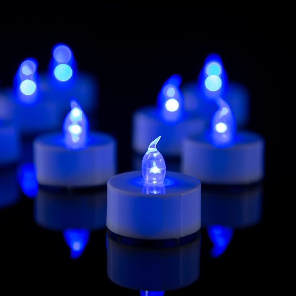 24 liekkitöntä LED-teevaloa sinisellä valolla - paristokäyttöinen Fa