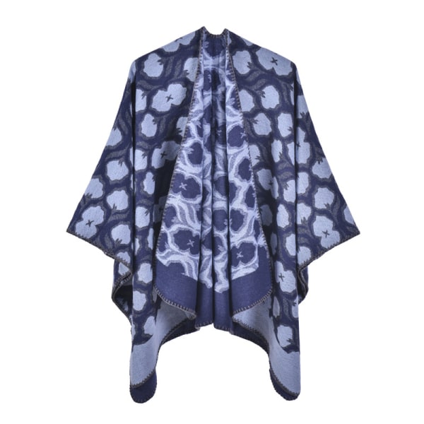 Blå 1 höst vinter ny sjal halsduk Vintage Mode jacquard thi