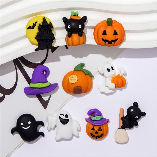 10 stk. Nye søde Halloween-dyr flade bagsiden harpiks Cabochons Scrapb