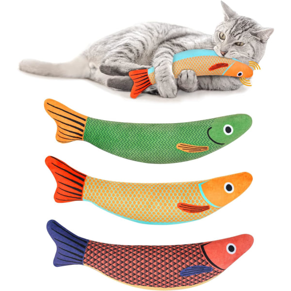 Katteleke, 3 STK Katteleke med kattemynte, kattemyntefisk, interaktiv fisk
