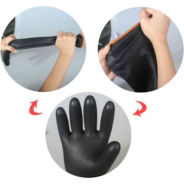 45 cm slitstarka latexhandskar, resistenta mot starka syror, industriella