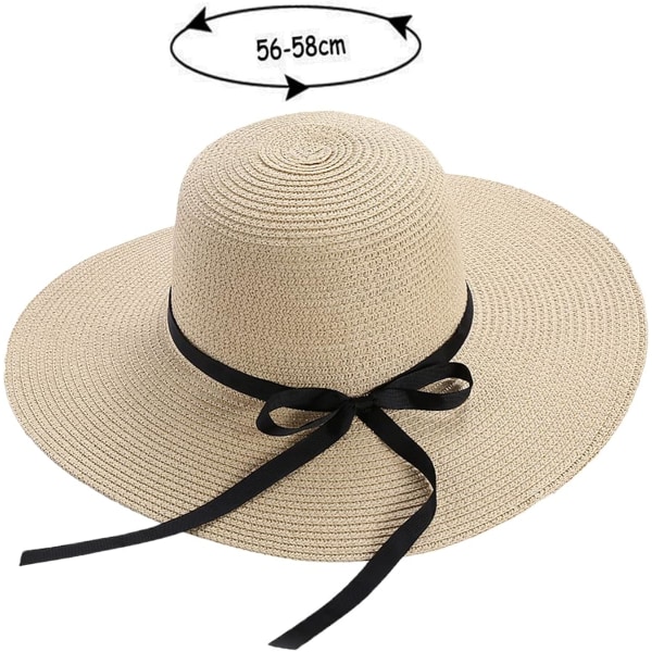 Solhattar Sommarhatt för kvinnor, Stor hatt, Bred brätte, Halm, Vikbar