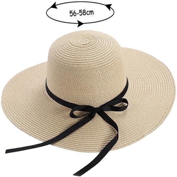 Solhatte Sommerhat til kvinder, stor hat, bred skygge, strå, foldbar
