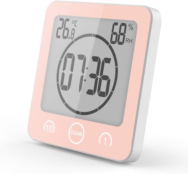 Badklock Timer Badrumstermometer Vattentät Hygrometer B