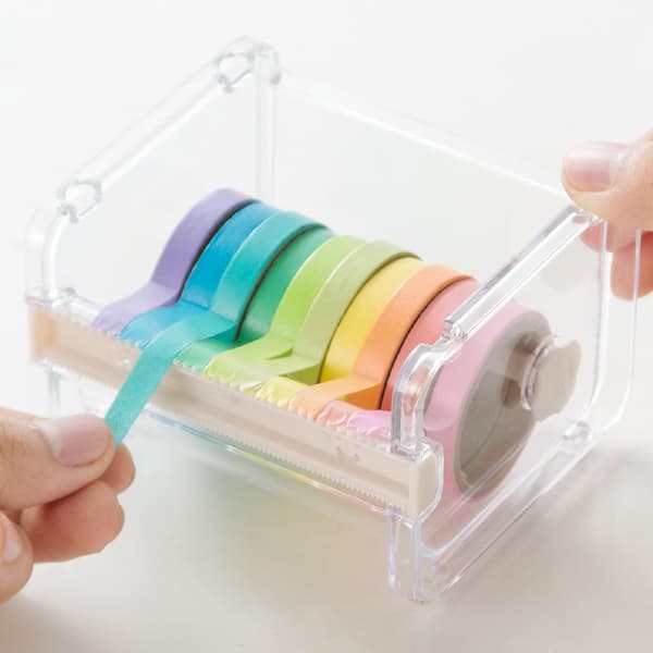 4 stk. gennemsigtig synlig skrivebords multi washi tape dispenser,