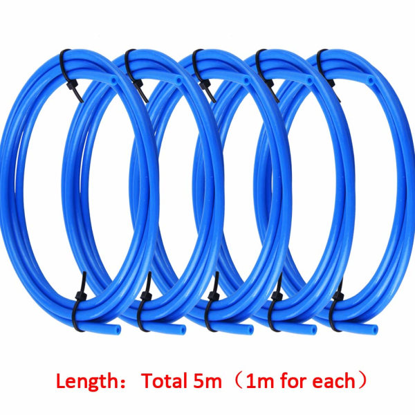 5 st blå PTFE Teflon-rör (1 meter) och 10 st PC4-M6-kopplingar