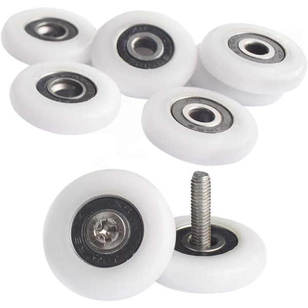 8-pack duschdörrrullar, 25 mm hjul, duschkabinrost,