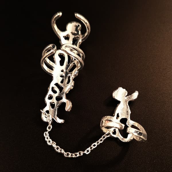 Boho Ring Armbånd Gull Ring Armbånd Punk Blad Ring Bryststropp