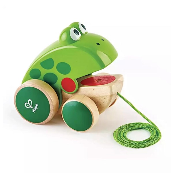 Hape Wooden Walking Frog, Frog for Kids, Flies Gobbler, Vibrant C