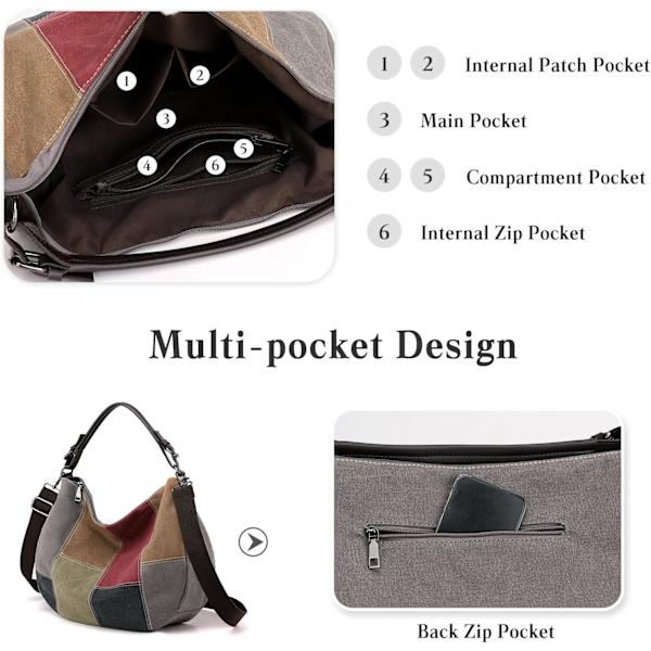1 kpl harmaa retro olkalaukku kangas crossbody laukku naiset käsilaukku