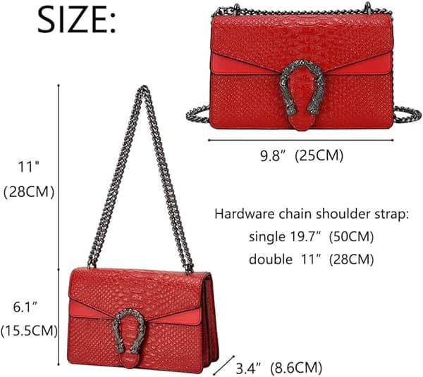 Crossbody axelväska för kvinnor - Ormmönstrat läder