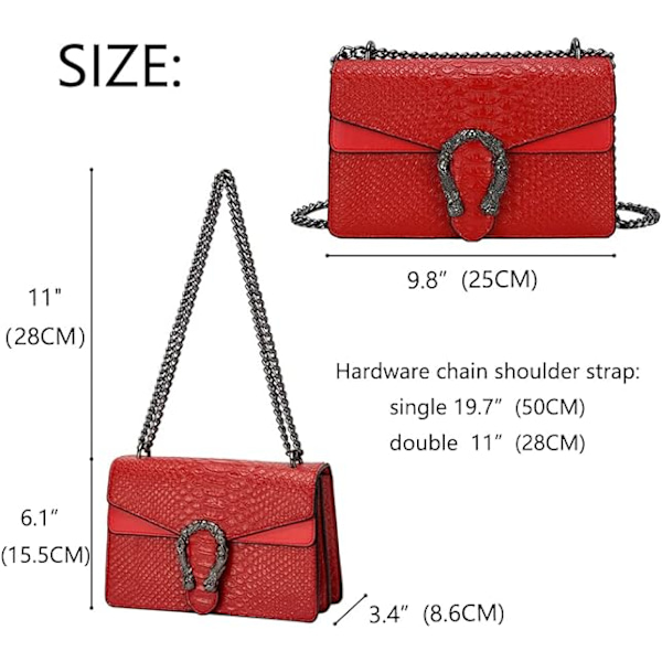Crossbody skuldertaske til kvinder - Slangeprint læder