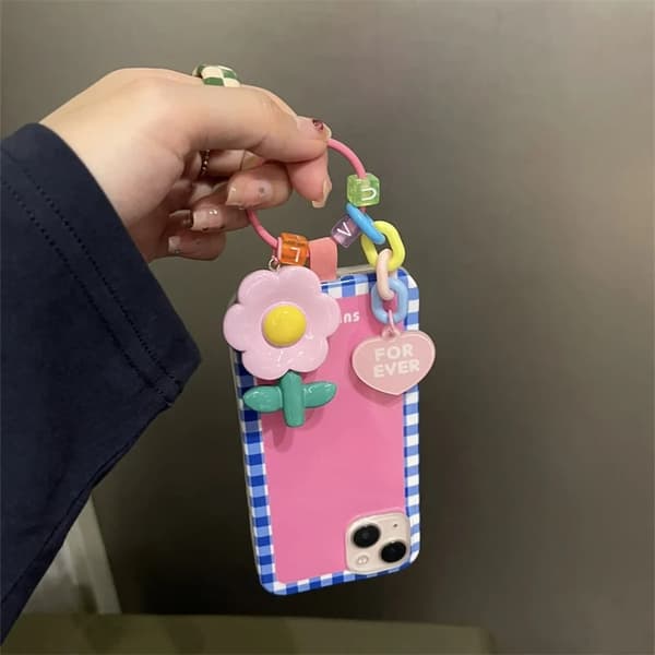 3 stk. Nye søde 3D blomsterophæng til telefonkæde til iphone  kvinder pige