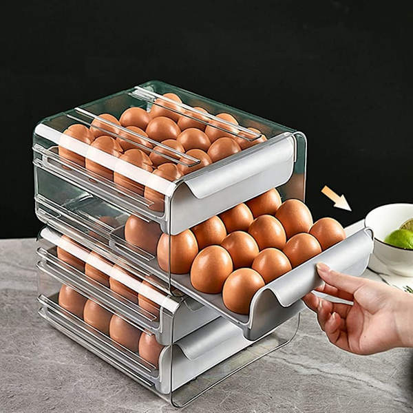 Eggbeholder, plastskål, dobbelt lag, for kjøleskap, egg