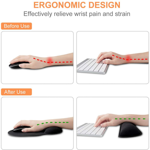 Handledsstöd Tangentbord och Mus Set - Anti-sladd, halkfri ergonomisk