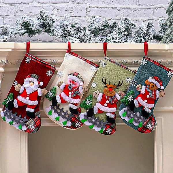 Julstrumpor 4-pack 12,2'' Stora julstrumpor Dekor