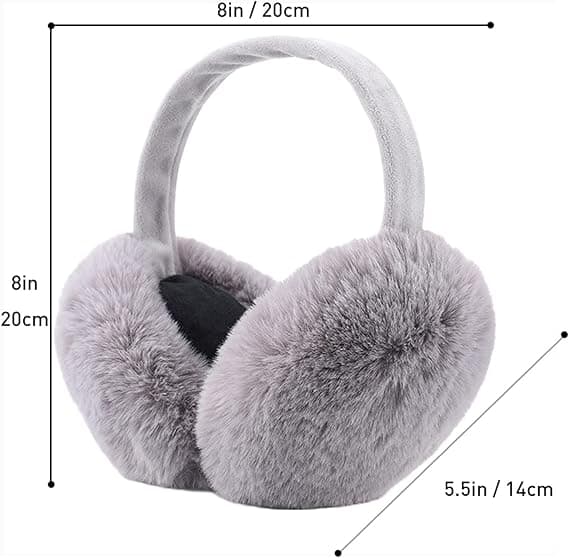 1 stk grå-sorte ørevarmere til kvinder vintertilbehør plys fluffy