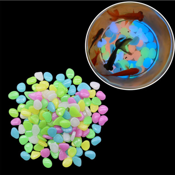 Glow in the Dark Rocks 100PCS, Glowing Fish Tank Pebbles - Inomhus