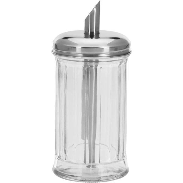 Sockerdispenser i glas, rostfritt stål, silver