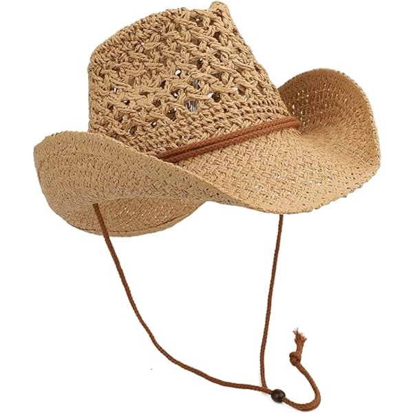 Voksen Sol Halm Western Cowboy Hat，Khaki