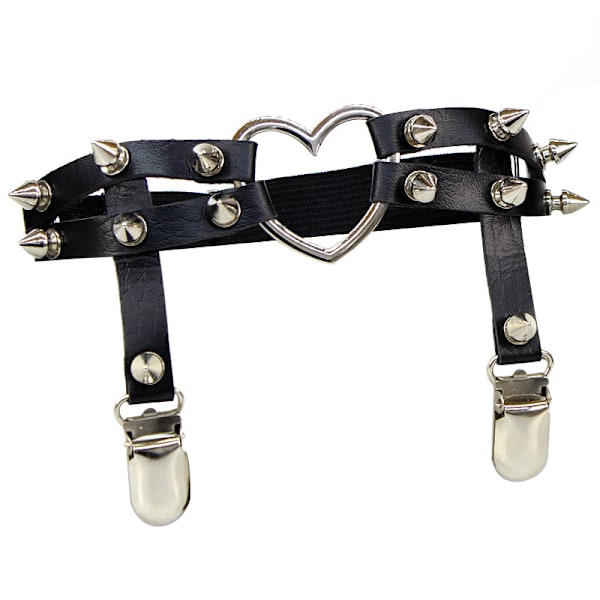 Punk Love Hjärtformad Handgjord Legering Läder Hip-hop Suspender G