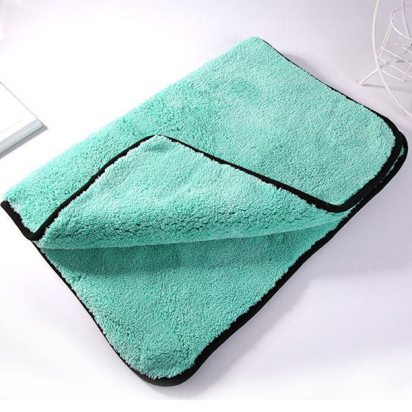 High Density Double Sided Coral Fleece Car Cleaning Cloth Thick Car Wash Cloth 40*40cm (2pcs Green)