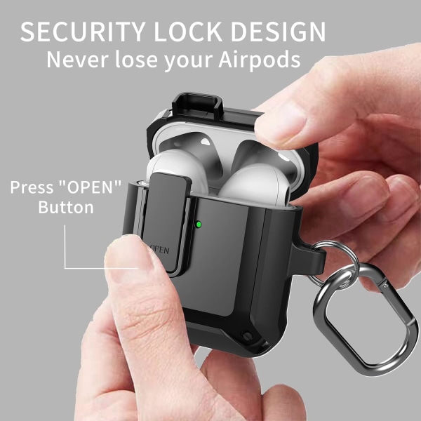Airpods-deksel, [Secure Lock] AirPod Protective Case Men Women