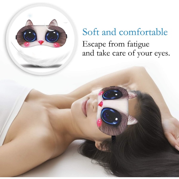 4-pack sömnmasker, mjuk fluffig sömnmask för djurögon, ögonstöd M