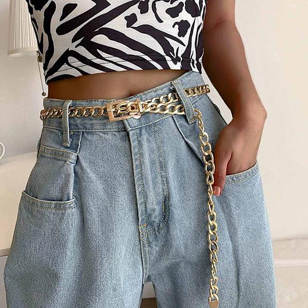 Boho magekjede gull metallbelte magekjede chunky mageledd Wai