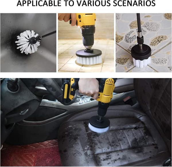 4 stk. Drill Cleaning Brush, Brush for Drill Car Tile Carpet Ba
