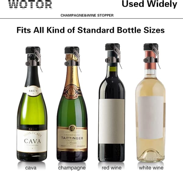 (2 stk., Sort Metal) Rustfrit Stål Champagne og Vinprop