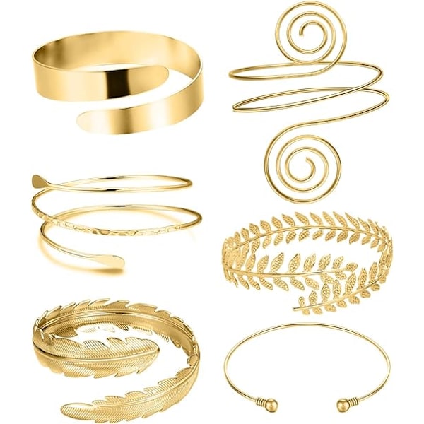 Arm Cuff Overarm Bånd Manchet Armbånd til Kvinder Guld Justerbar