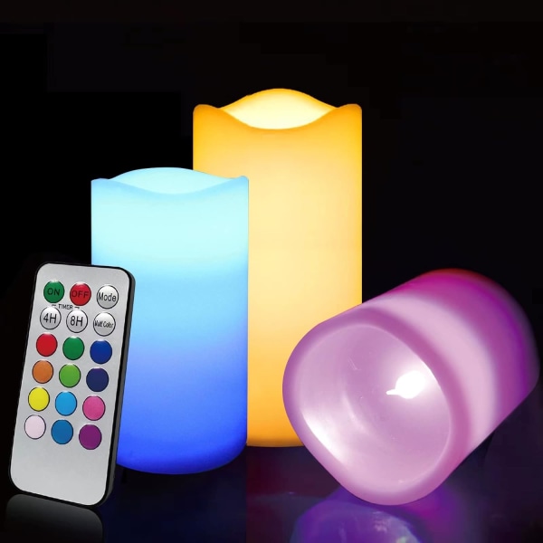 Flimrande Flame LED-ljus, Multicolor Real Wax-batteri fungerar