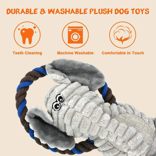 Squeaky Dog Toy Dog Plush Toy Chew Toy Dog Toy Training Toy for Playing Dogs (Elephant)