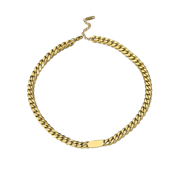 Silver Chain Titanium Steel Halsband Kvinnor Trendig Nät Röd Enkel