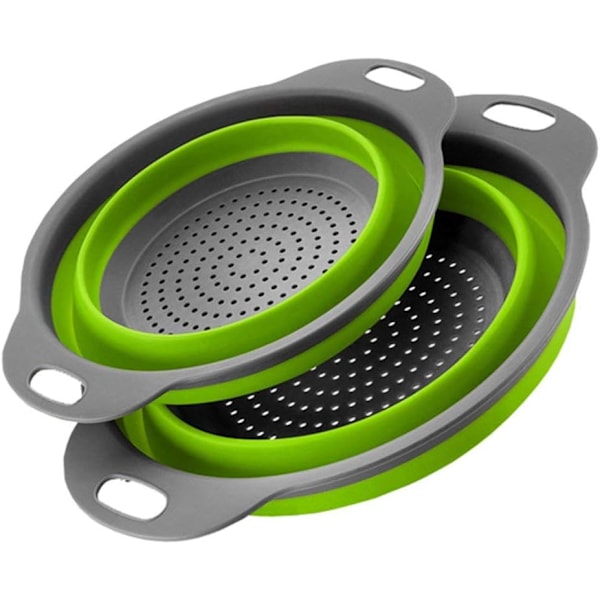 2PCS/Set Rund Form Silikon Hopvikbar Grönsaks Sil Durkslag